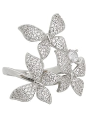 Jon Richard Rhodium Plate Cubic Zirconia Butterfly Ring - Image 1 of 1