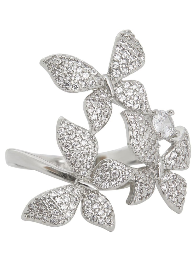 Jon Richard Rhodium Plate Cubic Zirconia Butterfly Ring - Image 1 of 1
