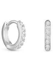 Simply Silver Silver Tone Cubic Zirconia Mini Hoops Earrings - Image 1 of 3