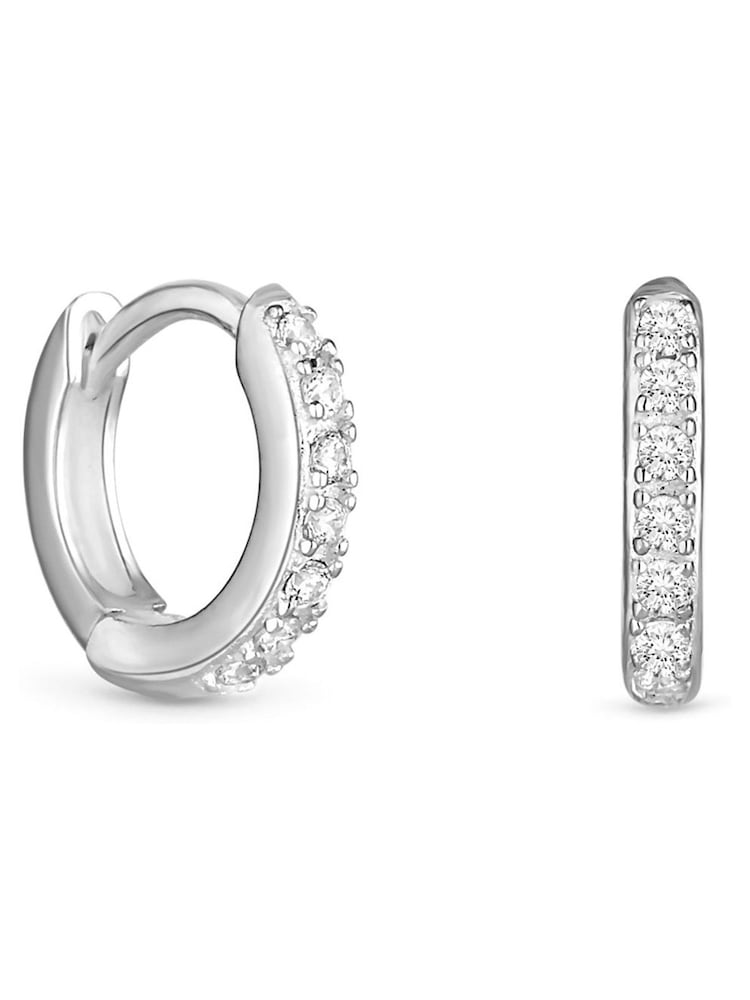 Simply Silver Silver Tone Cubic Zirconia Mini Hoops Earrings - Image 1 of 3