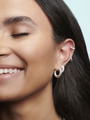 Simply Silver Silver Tone Cubic Zirconia Mini Hoops Earrings - Image 3 of 3