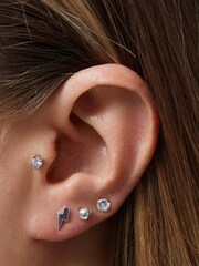 Simply Silver Silver Tone Polished Lightening Bolt Stud Earrings - Image 2 of 2
