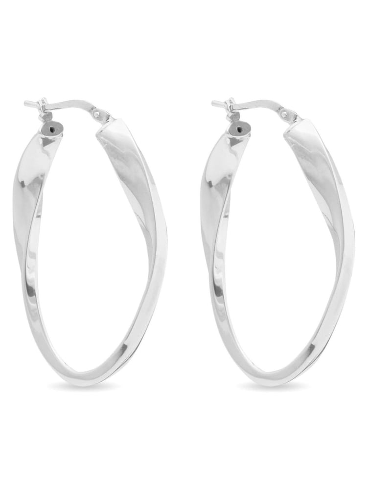 Simply Silver Sterling Silver Tone 925 Polished Oval Twist Hoop Earrings - Image 1 of 2