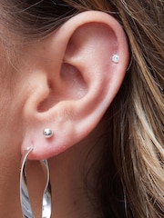 Simply Silver Sterling Silver Tone 925 Polished Oval Twist Hoop Earrings - Image 2 of 2