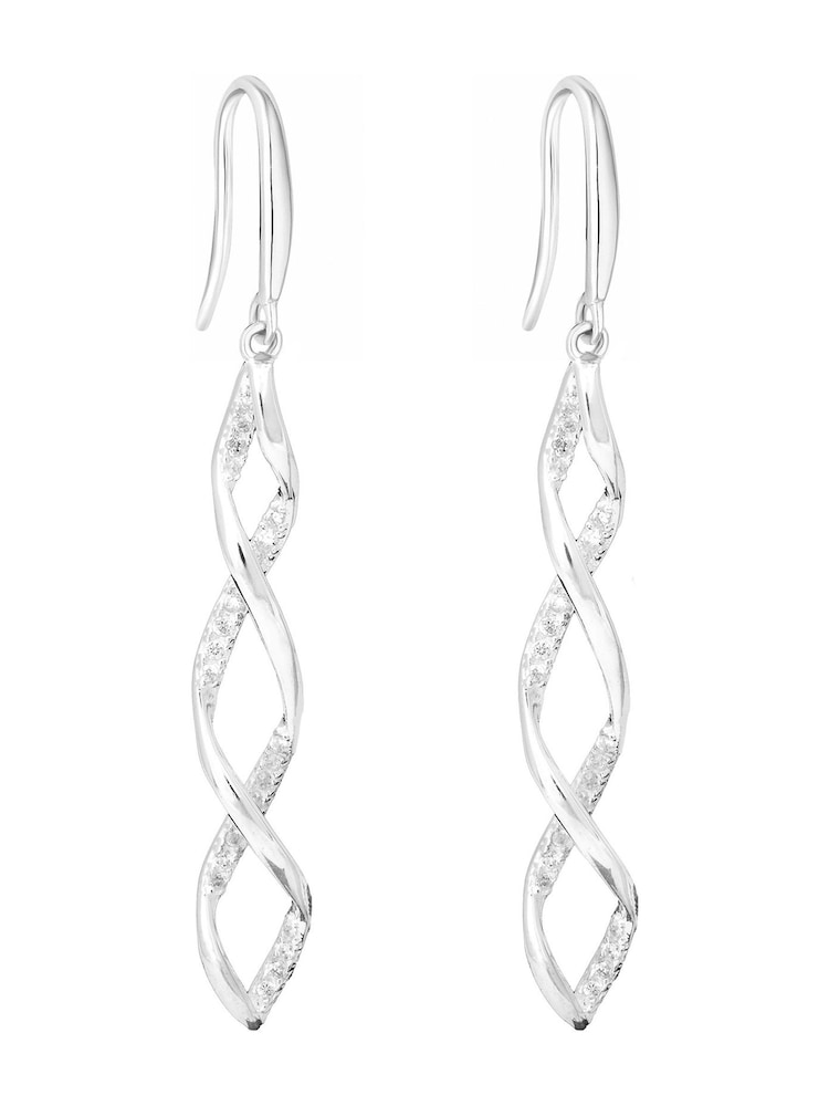 Simply Silver Sterling Silver Tone 925 Cubic Zirconia Wrapped In Love Drop Earrings - Image 1 of 2