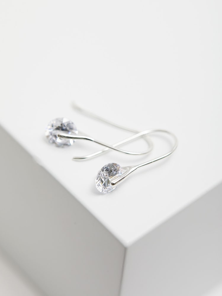 Simply Silver Sterling Silver 925 Cubic Zirconia Tension Drop Earrings - Image 2 of 4