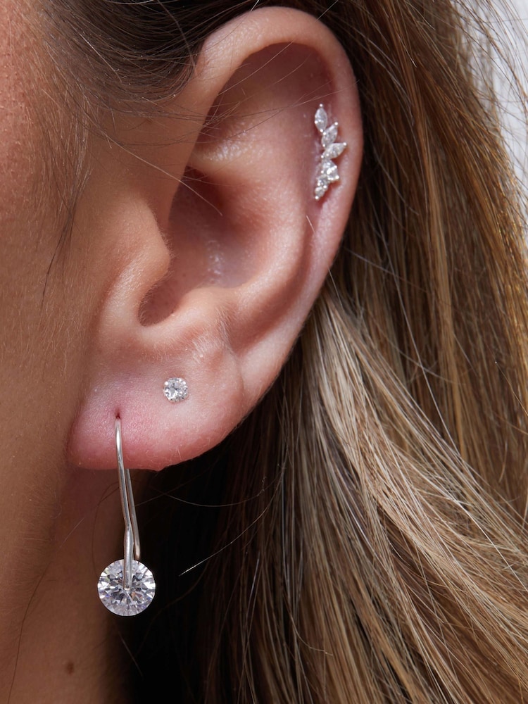 Simply Silver Sterling Silver 925 Cubic Zirconia Tension Drop Earrings - Image 4 of 4