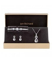 Jon Richard Silver Tone Crystal Infinity Jewellery Set in a Gift Box - Image 1 of 2