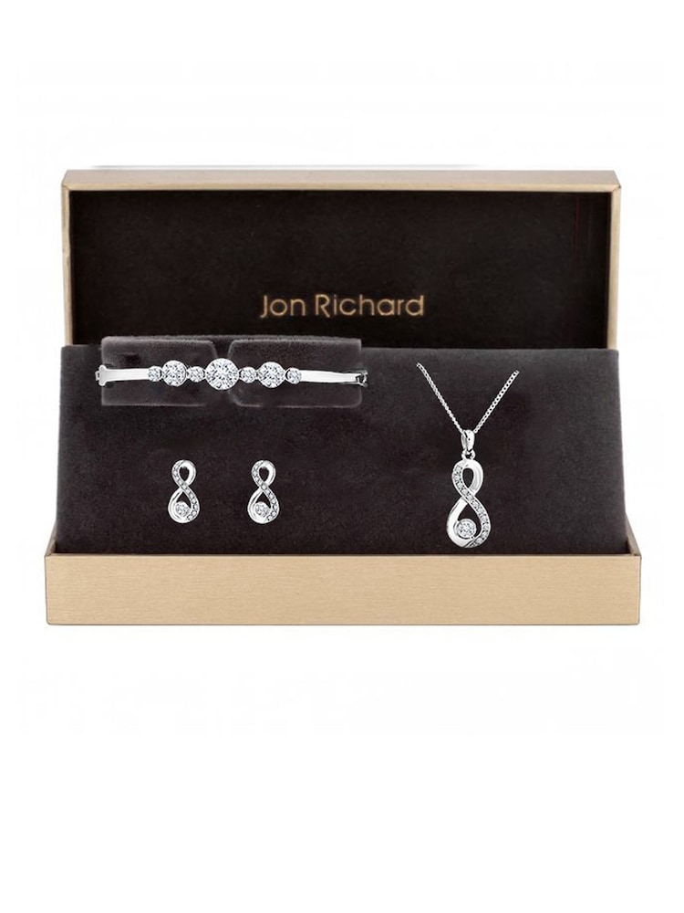 Jon Richard Silver Tone Crystal Infinity Jewellery Set in a Gift Box - Image 1 of 2