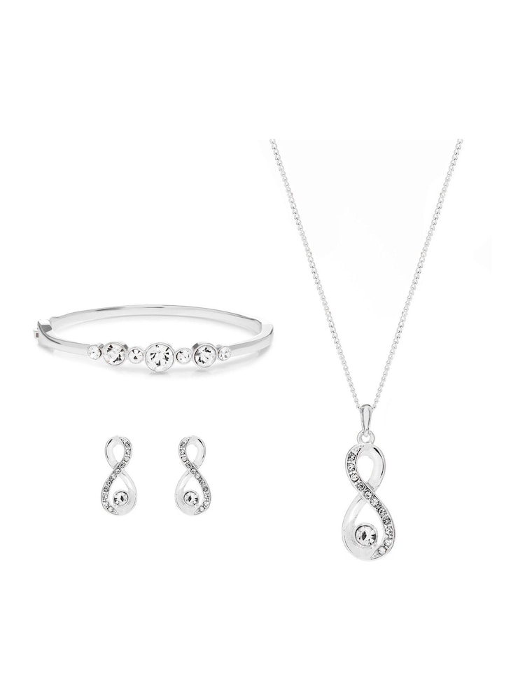 Jon Richard Silver Tone Crystal Infinity Jewellery Set in a Gift Box - Image 2 of 2