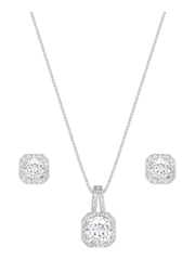 Jon Richard Silver Tone Clear Crystal Square Drop Matching Set in a Gift Box - Image 2 of 3