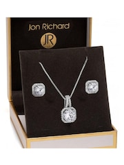 Jon Richard Silver Tone Clear Crystal Square Drop Matching Set in a Gift Box - Image 3 of 3