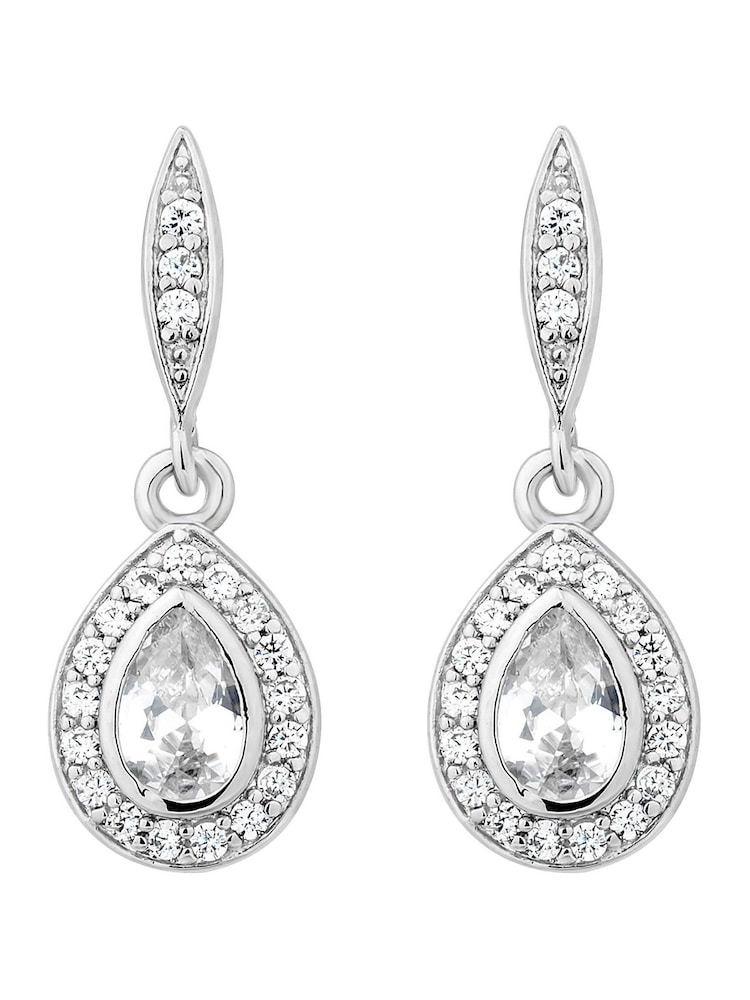 Jon Richard Silver Tone Cubic Zirconia Pear Drop Earrings - Image 1 of 2 Jon Richard Silver Tone Cubic Zirconia Pear Drop Earrings - Image 1 of 2