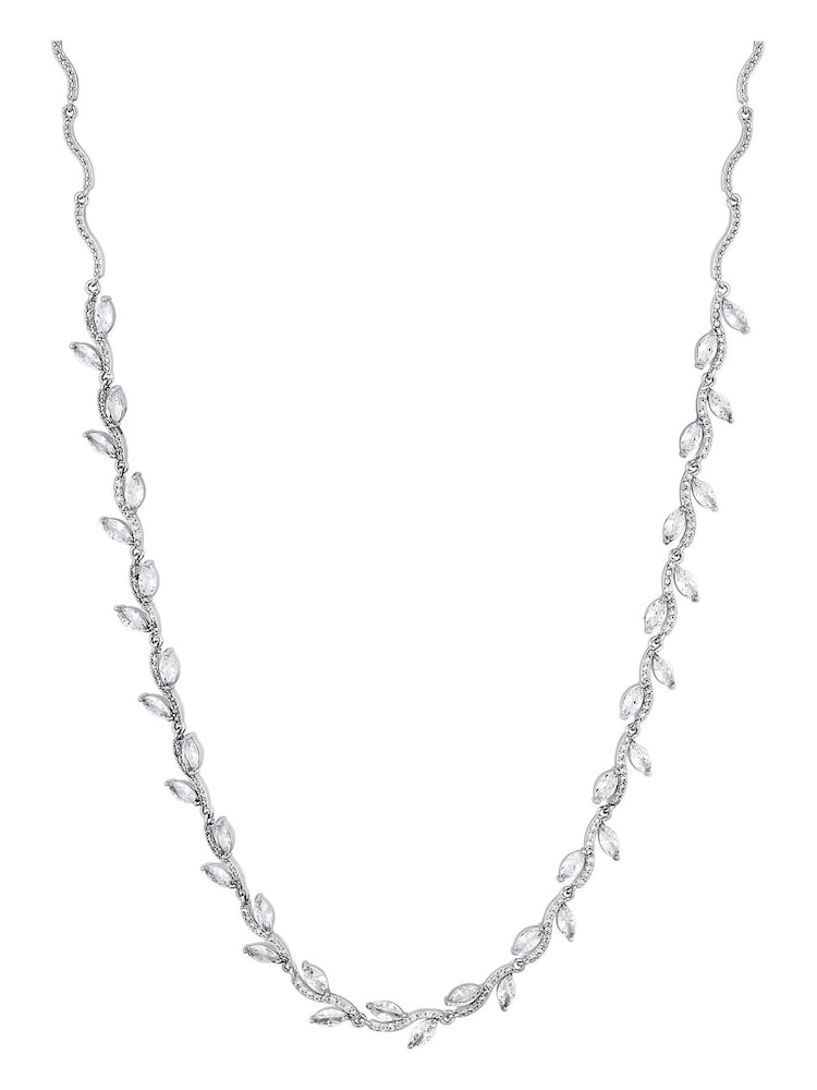 Jon Richard Silver Tone Pave Wave Leaf Collar Necklace - Image 1 of 4 Jon Richard Silver Tone Pave Wave Leaf Collar Necklace - Image 1 of 4