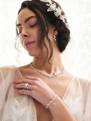 Jon Richard Silver Tone Pave Wave Leaf Collar Necklace - Image 3 of 4