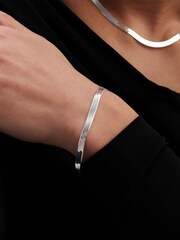 Simply Silver Sterling Silver Tone 925 Flat Snake Bracelet - Image 1 of 4
