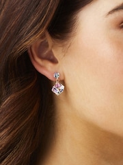 Jon Richard Rose Gold Plated Aurora Borealis Cube Drop Earrings - Image 1 of 3