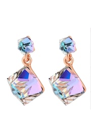Jon Richard Rose Gold Plated Aurora Borealis Cube Drop Earrings - Image 3 of 3