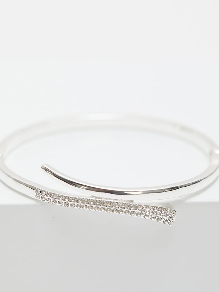Jon Richard Silver Tone Polished And Pave Bangle Bracelet - Image 2 of 3