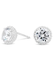 Simply Silver Sterling Silver 925 Cubic Zirconia Pave Surround Stud Earrings - Image 2 of 2