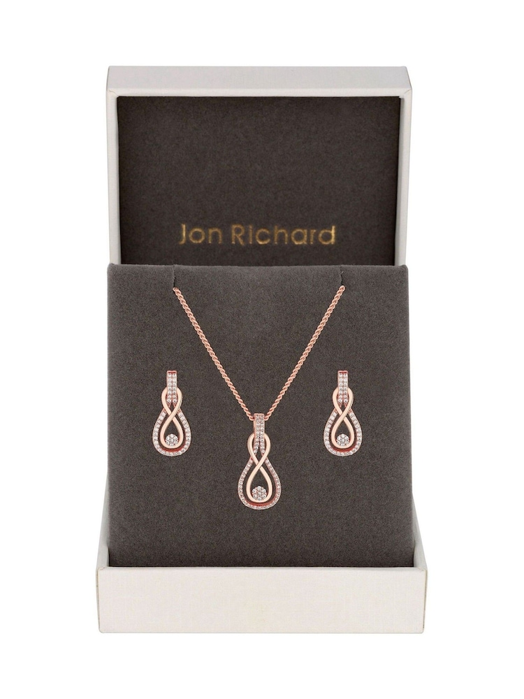 Jon Richard Rose Gold Plated Cubic Zirconia Set - Gift Boxed - Image 1 of 2