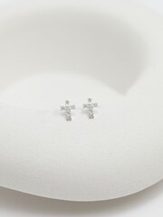 Simply Silver Tone Cubic Zirconia Cross Stud Earrings - Image 3 of 3