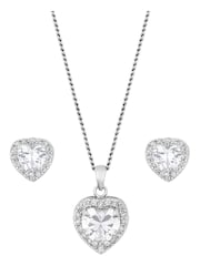 Jon Richard Silver Plated Rhodium Pave Heart Cubic Zirconia Gift Boxed Crystal Set - Image 1 of 3