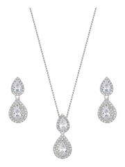Jon Richard Silver Plated Rhodium Double Pear Drop Cubic Zirconia Gift Boxed Crystal Set - Image 1 of 2