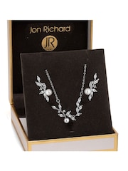 Jon Richard Silver Tone Pearl and Cubic Zirconia Crystal Gift Boxed Vine Set - Image 1 of 3