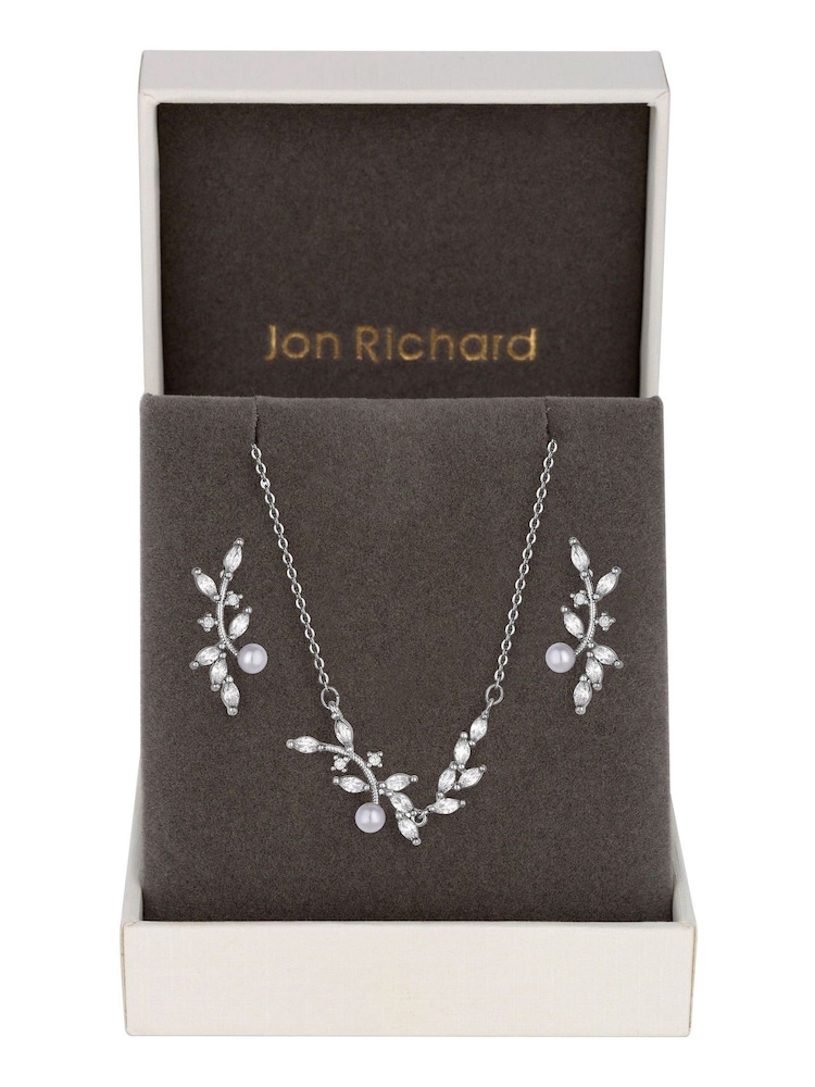 Jon Richard Silver Tone Pearl and Cubic Zirconia Crystal Gift Boxed Vine Set - Image 2 of 3