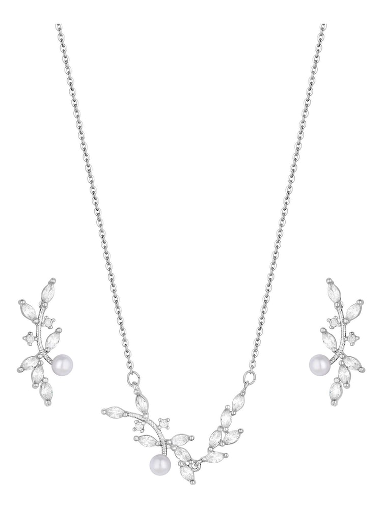 Jon Richard Silver Tone Pearl and Cubic Zirconia Crystal Gift Boxed Vine Set - Image 3 of 3