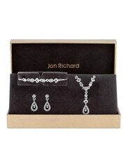 Jon Richard Silver Tone Clear Crystal Floral Trio Gift Boxed Set - Image 1 of 3