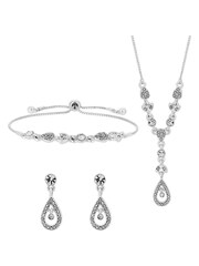 Jon Richard Silver Tone Clear Crystal Floral Trio Gift Boxed Set - Image 2 of 3