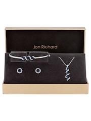 Jon Richard Silver Tone Sapphire And Crystal Twist Drop Trio Gift Boxed Set - Image 1 of 3