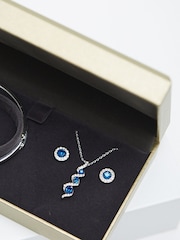 Jon Richard Silver Tone Sapphire And Crystal Twist Drop Trio Gift Boxed Set - Image 2 of 3