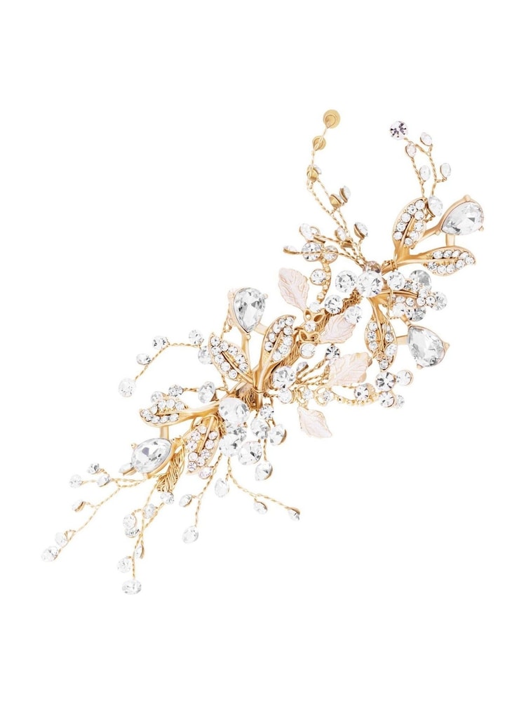Jon Richard Gold Plated Harmony Leaf And Crystal Gift Pouch Sprig Clip - Image 1 of 3