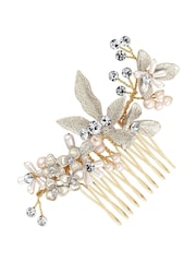 Jon Richard Gold Layla Soft Gift Pouch Leaf Comb - Image 1 of 3