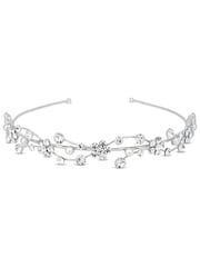 Jon Richard Silver Nina Crystal Flower And Pearl Waves Gift Pouch Headband - Image 1 of 3