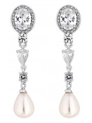 Jon Richard Silver Tone Crystal and Teardrop Pearl Drop Earrings - Image 1 of 2