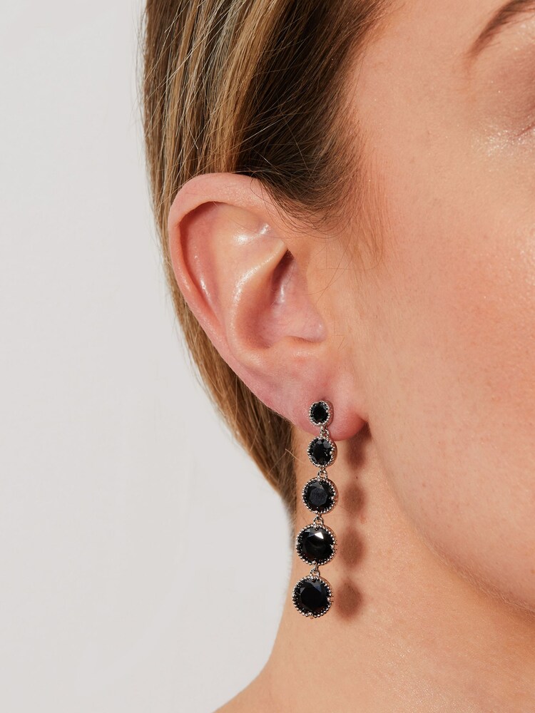 Jon Richard Silver Tone Graduated Jet Long Drop Earrings - Image 2 of 2