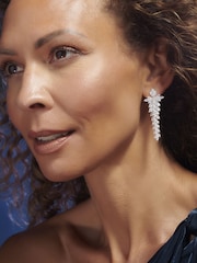 Jon Richard Silver Tone Cubic Zirconia Crystal Statement Clip On Earrings - Image 1 of 3