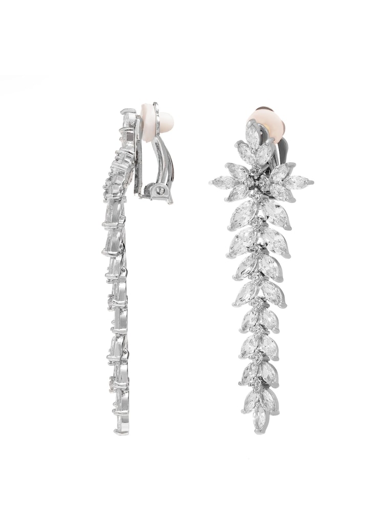 Jon Richard Silver Tone Cubic Zirconia Crystal Statement Clip On Earrings - Image 3 of 3