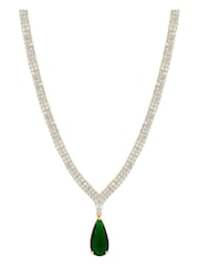 Jon Richard Gold Tone Cubic Zirconia Emerald Green Pear Drop Gift Boxed Collar Necklace - Image 2 of 2