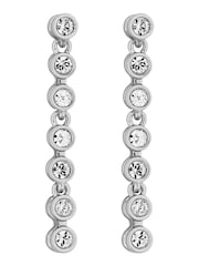 Jon Richard Silver Tone Tennis Crystal Drop Earrings - Image 1 of 3