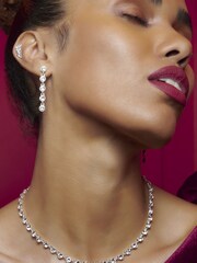Jon Richard Silver Tone Tennis Crystal Drop Earrings - Image 3 of 3
