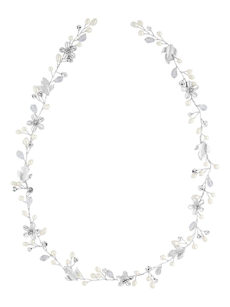 Jon Richard Silver Tone Plated Mia Pearl And Crystal Long Gift Pouch Hair Vine - Image 1 of 1