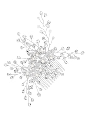 Jon Richard Silver Hazel Crystal Spring Gift Pouch Comb - Image 1 of 4