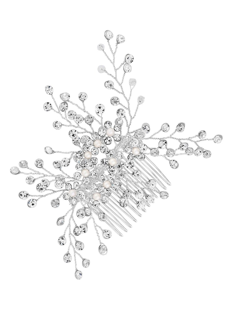 Jon Richard Silver Hazel Crystal Spring Gift Pouch Comb - Image 2 of 4