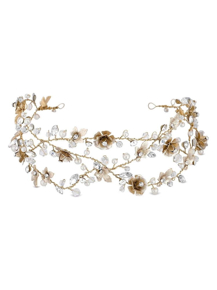 Jon Richard Gold Tone Plated Sienna Gift Pouch Floral Hair Vine - Image 2 of 4
