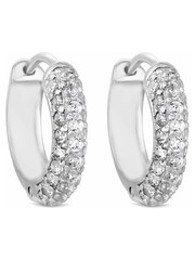 Simply Silver Sterling Silver Tone 925 Cubic Zirconia Pave Hoop Earrings - Image 1 of 4